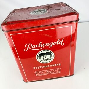 Vintage Red Advertising Tin Bonbons Rachengold Aeska Speck Germany Store Display